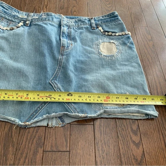 Y2K 2000s Handmade Handcrafted Repurposed Denim Embellished Skirt Size Unknown - Picture 6 of 13